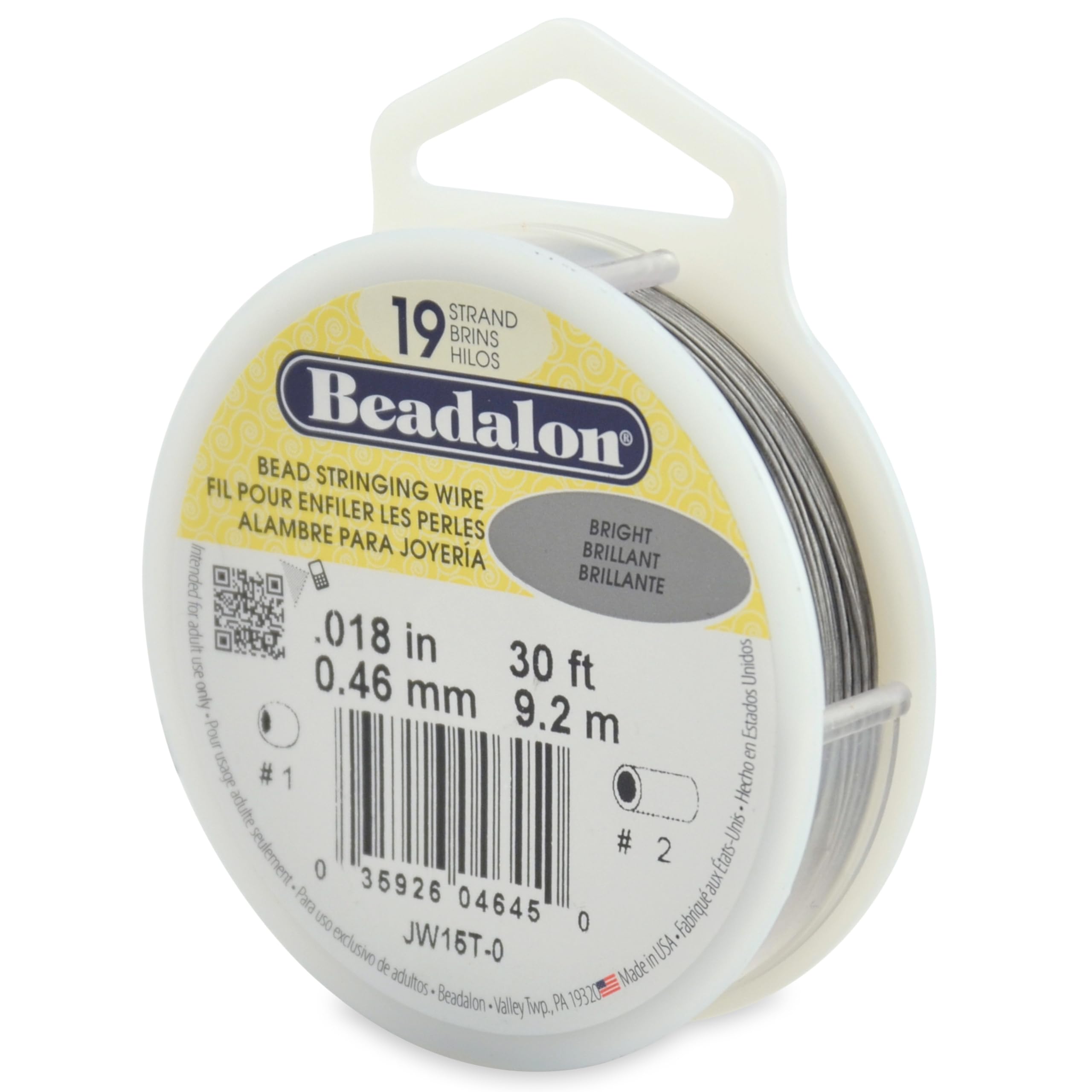 Beadalon Stringing Wire 19-Strand .018" X30'-Bright