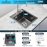 OUGOO 304 Stainless Steel Black Kitchen Sink 45x50cm Single Bowl Darin Kit view 3