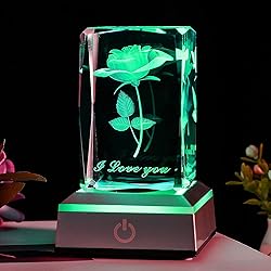 BAHUJIDA 3D Rose Crystal with LED Color