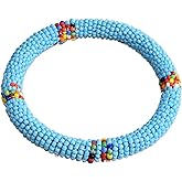 Tembo Crafts Africa - Handmade Bangle - Maasai Beaded Bracelet - Sky Blue - Handmade From Africa KB65