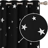 Deconovo Thermal Eyelet Star Blackout Curtains 52 x 54 In Pair