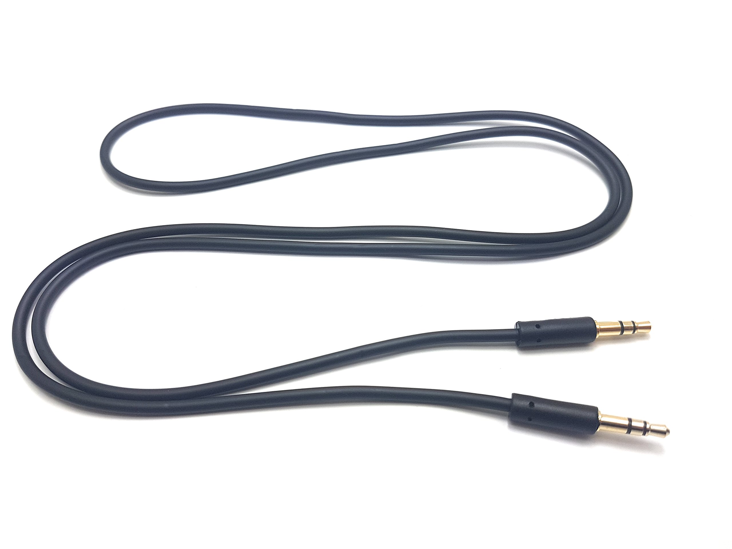 MainCore 1m Professional Slim Black 3.5mm Jack to Jack Stereo Audio Cable Lead GOLD Connectors For Mobile, Phones, Computers, Laptops, Mp3 Players, Portable Speakers, Headphones, HIFI