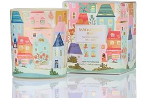 M&SENSE Sandalwood Mint Candles for Home Scented - 10.2 oz Soy Wax Candles Non Toxic 60 Hours Long Burning Funny Candles Housewarming Gifts for Stress Relief, Meditation, Calm, Yoga