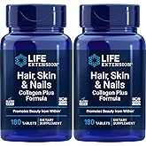 Life Extension Hair, Skin & Nails Collagen Plus Formula, 180 Tablets (Pack of 2)