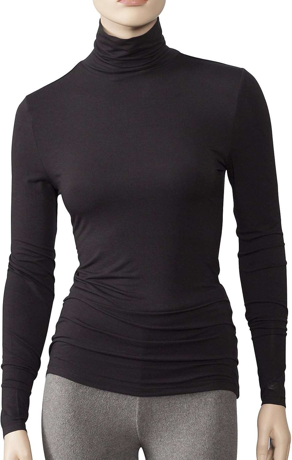 Cuddl Duds Women's Softwear with Stretch Turtleneck Top, Black, XLarge