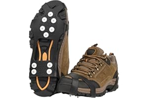 EZ2LIVE Ice Cleats for Shoes and Boots, Ice Snow Grips for Winter Walking Traction, Anti-Slip Ice Traction Cleats with 10 Steel Studs Crampons Gripper Spikes for Shoes Men Women