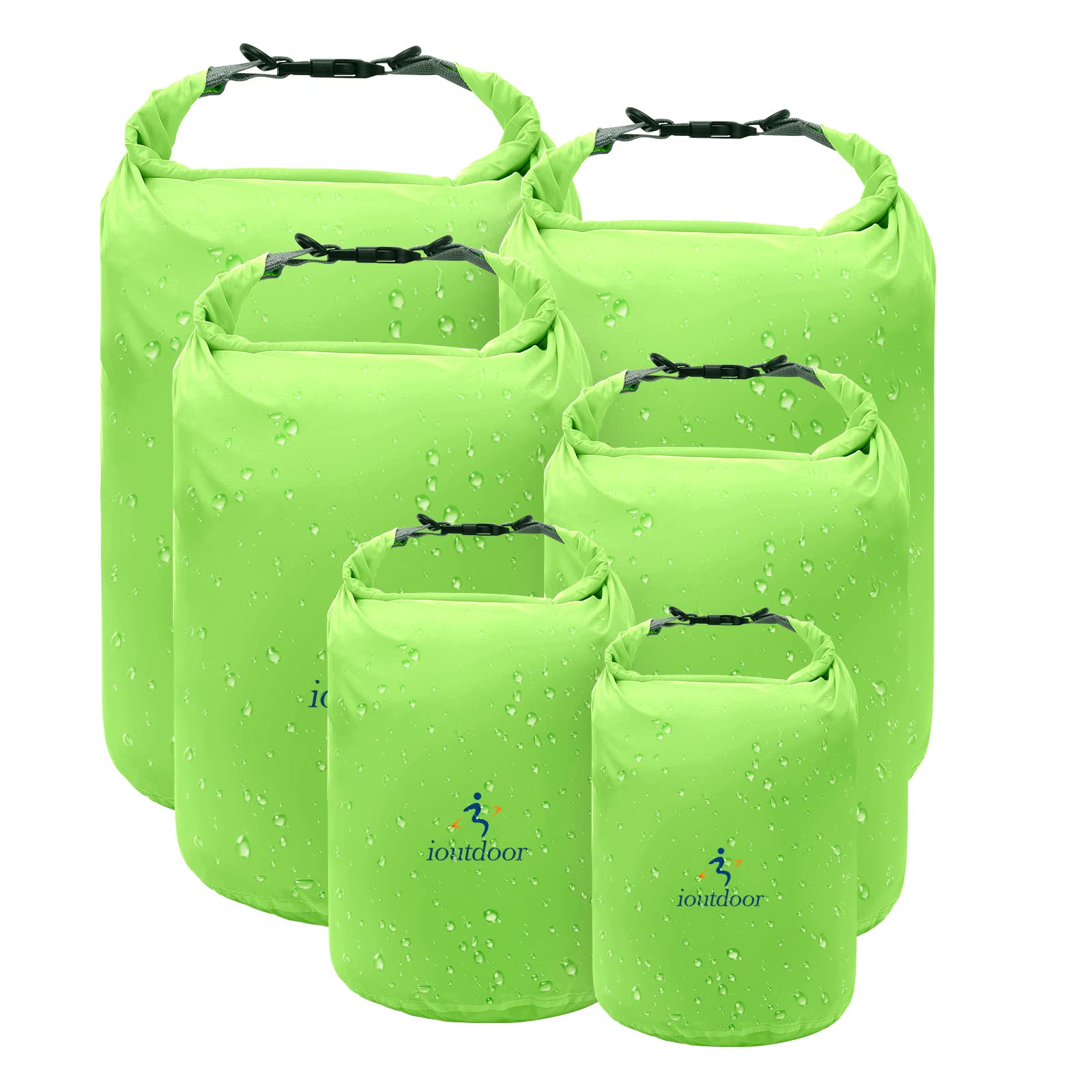 ioutdoor Dry Bag Set 2L + 5L + 10L + 20L+ 40L+ 70L Waterproof Small Lightweight Dry Bags for Paddle Board Kayaking Swimming Fishing Camping Hiking Home Storage(Green)