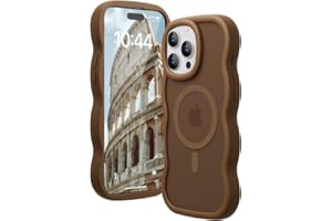 Amzfield Magnetic for iPhone 16 Pro Max Case, Compatible with Magsafe Wavy Frame Cute Translucent Matte Hard Back Silicone Bumper Shockproof Phone Case for iPhone 16 Pro Max Women Girls, Brown
