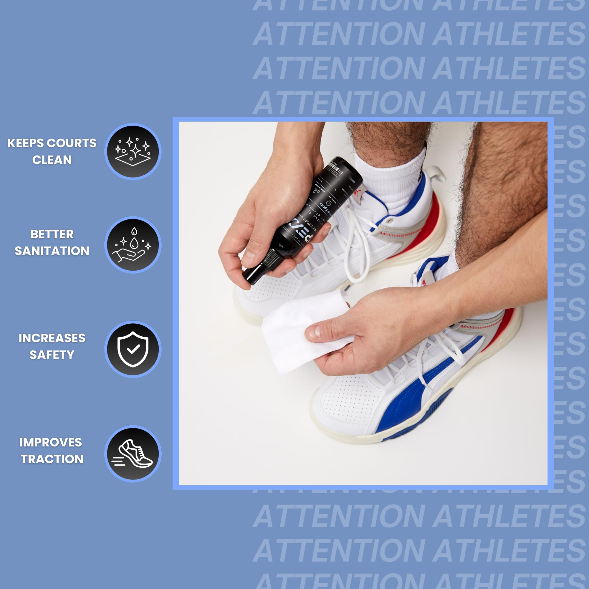 2 in 1 Sports Shoe Grip Spray with Sport Towel, Provides Traction & Rejuvenates Soles. Multipurpose Grip Spray for Cleaning & Improving Basketball Shoe Grip. Anti Slip & Performance Enhancer