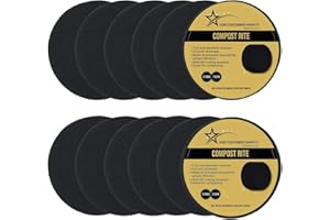 Compost Rite 12 Pack Charcoal Filters for Compost Bucket - Round 7.25 inch Compost Pail Filters, 0.2 Inch Thick Compost bin Charcoal Filter Replacement, Cutting Template Unisize Composting Bins