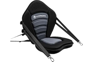 ATPROSS Standard Padded Kayak Canoe Seat Adjustable Backrest with 4 Straps Durable Sit-On-Top Cushion for Kayaking, Rafting & Fishing