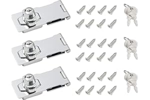 I-EASYDWW, Keyed Hasp Locks, 4 Inch, Twist Knob Keyed Locking Hasp, Cabinet Locks, Cabinet Locks with Keys, for Drawer, Cabinets and More, Zinc Alloy with Iron Chrome Plating, Silver, 3 Pack