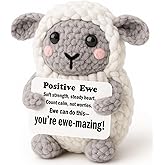 WEYON Positive Comfort Gift – Mini Crochet Sheep Plush with Message Card, Handmade 8–10cm, Cozy Desk Nightstand Decor, Year-Round Encouragement