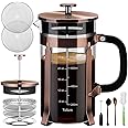 Veken French Press Coffee Maker (34 oz), 304 Stainless Steel Coffee Press with 4 Filter Screens, Durable Easy Clean Heat Resi