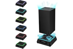 Mcbazel Cooling Stand with RGB Light for Xbox Series X with Extra USB Ports Vertical Light Stand with 6 Colors 3 Level Adjust