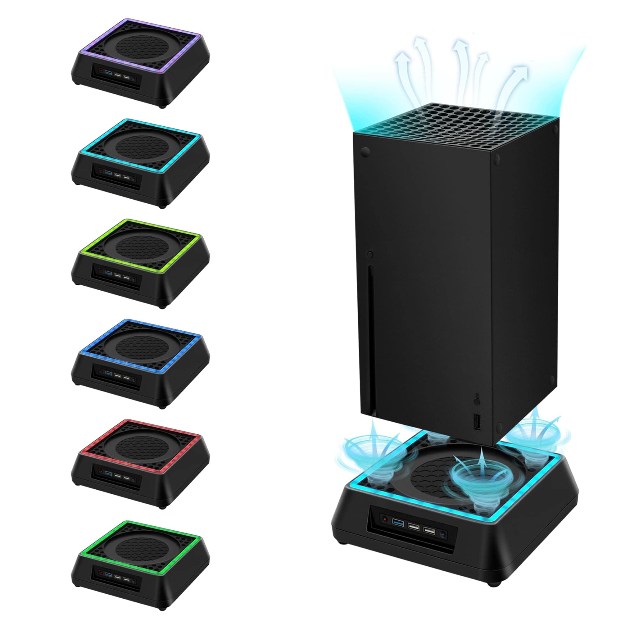 Mcbazel Cooling Fan for Xbox Series X, Xbox Series X Cooling Fan Stand with 3 Adjustable Speeds, 6 Colors RGB LED Light, Low Noise, Extra USB Ports Cooling System for Xbox Series x Console only