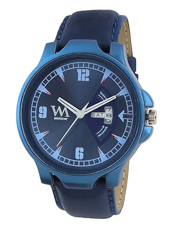 Watch Me Watches for Mens Stylish Day and Date Luxury Limited Edition Special Quartz Analog Blue Dial Blue Leather Watch for Men and Boys WM-080kwrd