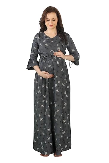 Womens Printed Long Maternity Nightdress