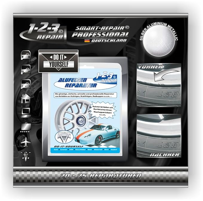 Alloy Wheel Repair Kit / Rim Scuff Curb Damage Repair Kit Silver