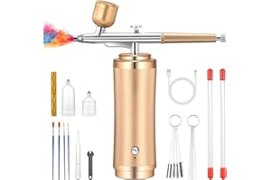 Gocheer Airbrush Kit with Compressor - 48PSI Rechargeable Cordless Non-Clogging Air Brush Set with 0.2/0.3/0.5mm Nozzles for Nail Art,Makeup,Cake Decoration,Model Painting,Barber etc.