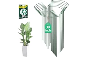 LKSSZS 12 Pack 30 inch Plant Support Stakes, Heavy-Duty Half Round Peony Support, Garden Plant Stakes Cage for Outdoor Plants, Peony, Tomato, Hydrangea, (15ln Support +15ln Stainless Extension Tubes)