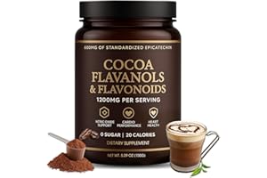 High Flavanol Cacao Powder – 1200mg Per Serving with Cocoa Flavanols, Improve Circulation, Energy, Supports Heart Health & Br