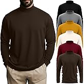 Oakgarden 6 Packs Mens Big and Tall Shirts Long Sleeve Mock Turtleneck Tops Pullover Lightweight Basic Tees