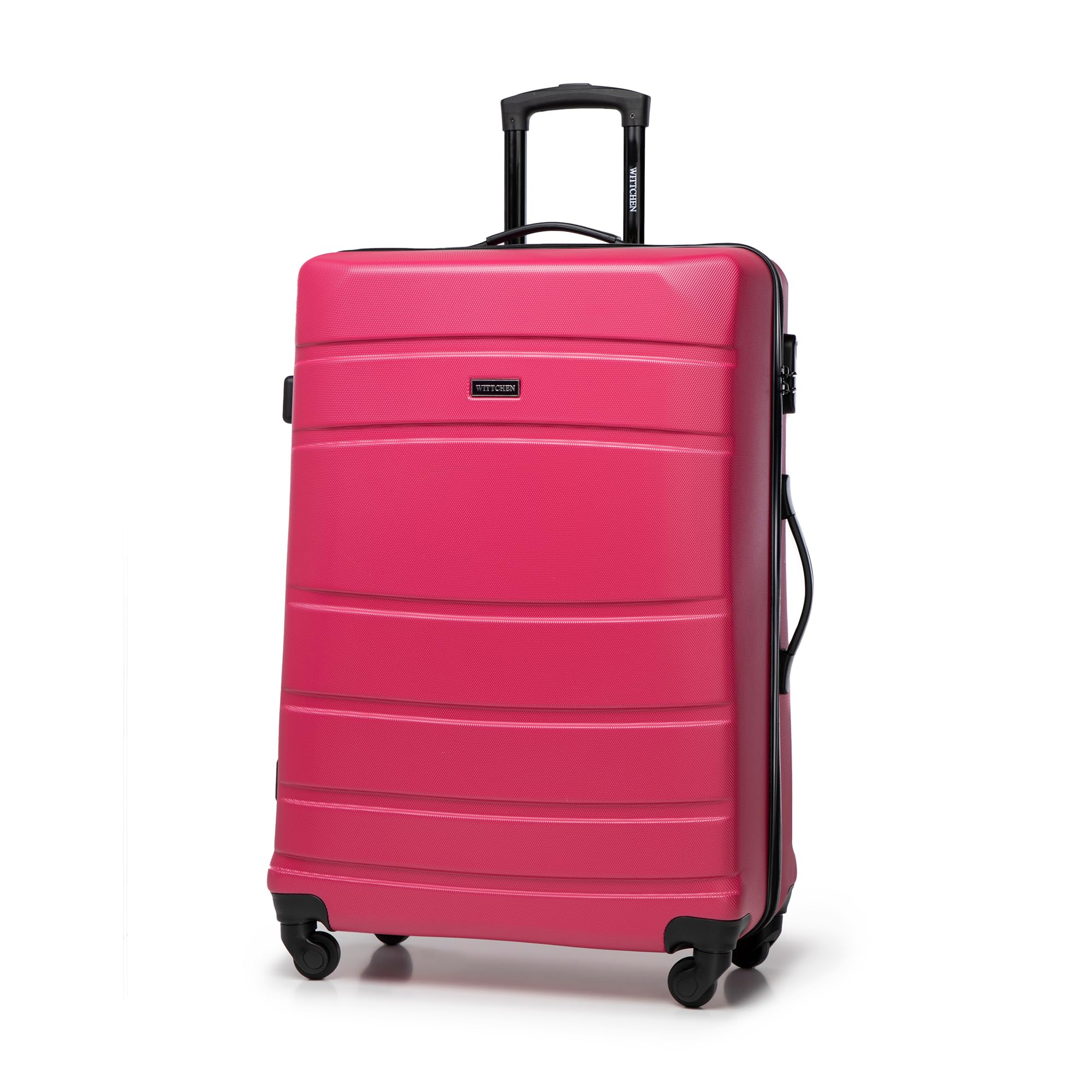 WITTCHEN Travel Suitcase Carry-On Cabin Luggage Hardshell Made of ABS with 4 Spinner Wheels Combination Lock Telescopic Handle Globe Line Size Large Suitcase Pink