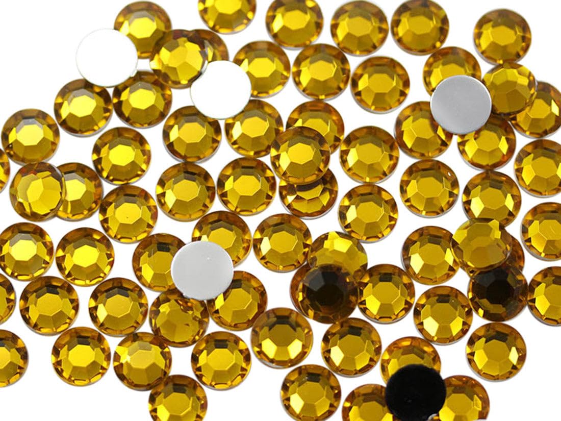 Allstarco 1000PCS 4.5-5mm SS20 Gold Topaz .TZ Acrylic Flat Back Rhinestones for Jewelry Making and Face Painting Card Making Embelishments Plastic Crafts Gems — image 1