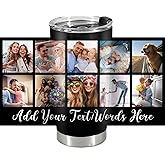 Personalized Tumbler Custom Vacuum Insulated Travel Mug Customizable Coffee Cup with Your Photos and Text Christmas Birthday Gift (10 Photos+Text)