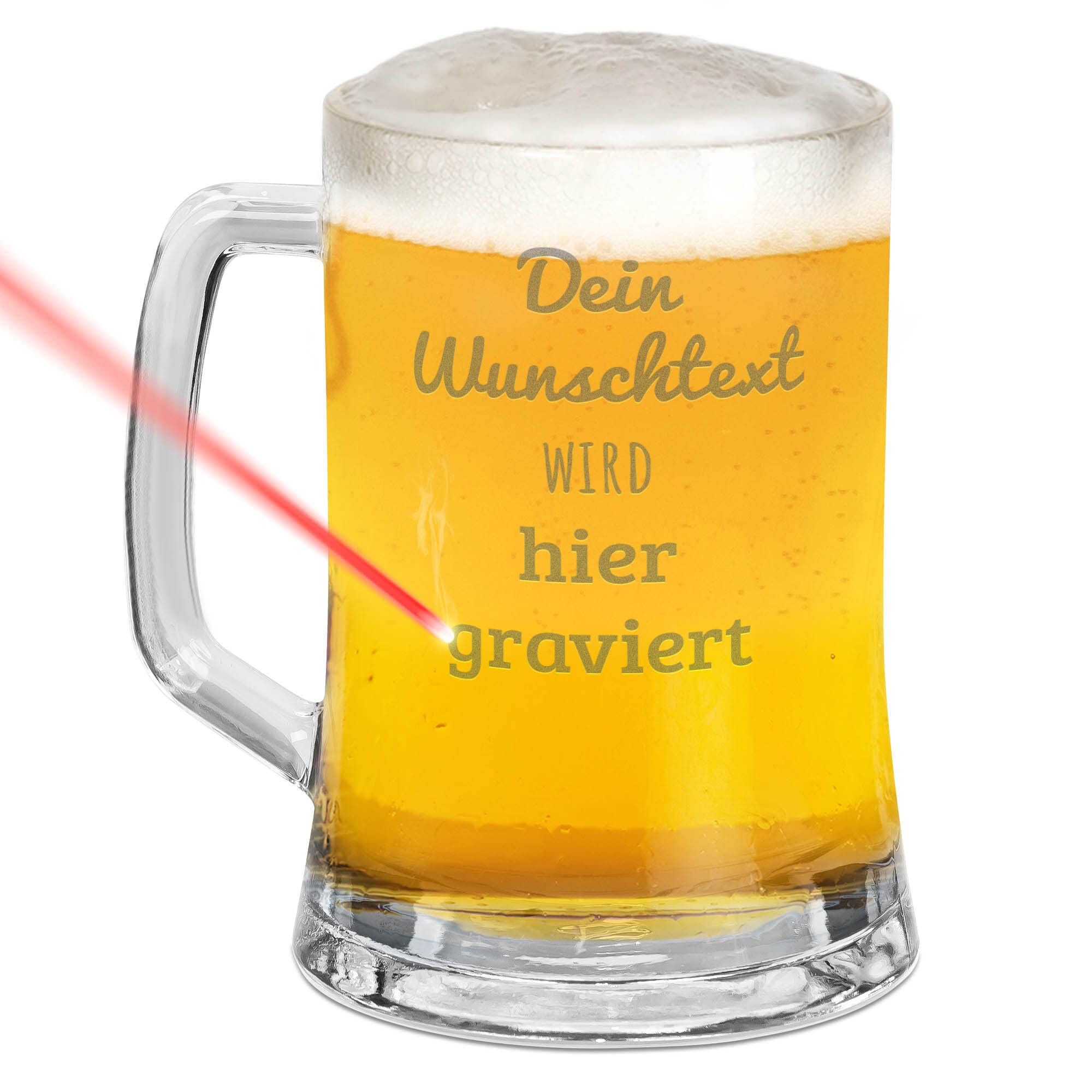 Print Royal PR Bierglas mit Gravur - mit Name oder Text - Personalisiertes Geschenk für Biertrinker, Bier Geschenke, graviertes Bierglas Gravur, Weihnachten | Lasergravur, mit Henkel, 450 ml