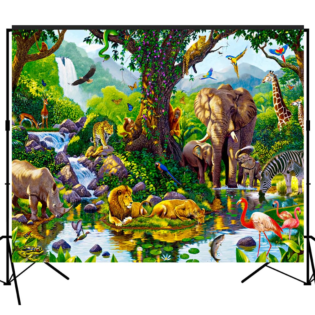 Musykrafties Tropical Rain Forest Jungle Adventure Scenic Backdrop Large Banner Photography Studio Fabric Background Photobooth Prop 7x6feet #2192