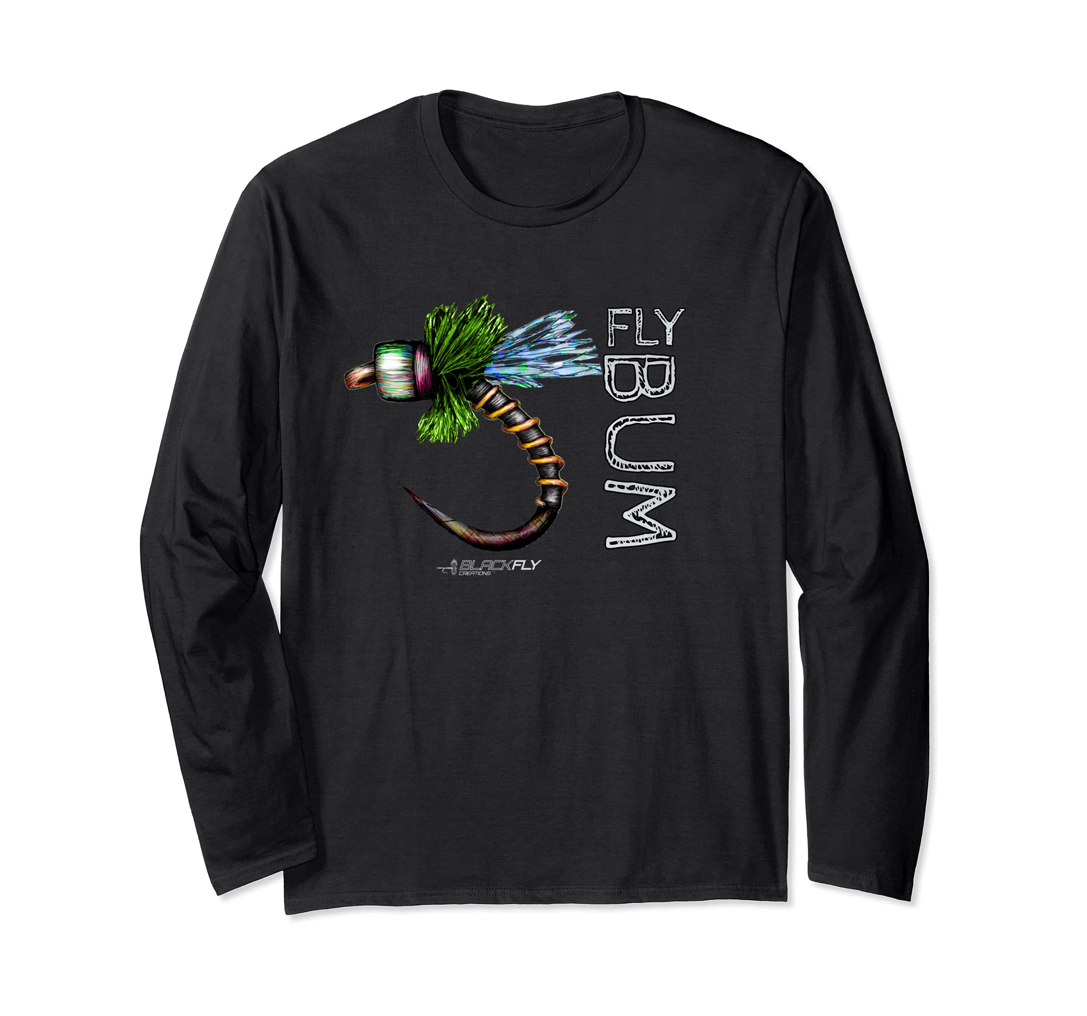 Fly Fishing Apparel Caddis Midge Flies by Black Fly Long Sleeve T-Shirt