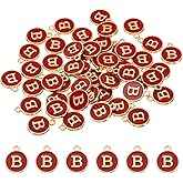 PATIKIL Letter Charm, 60Pcs Double Sided Alphabet Initial Charm Pendants Beads Enamel Charm for Bracelet Necklace Earring DIY Jewelry Making, Red