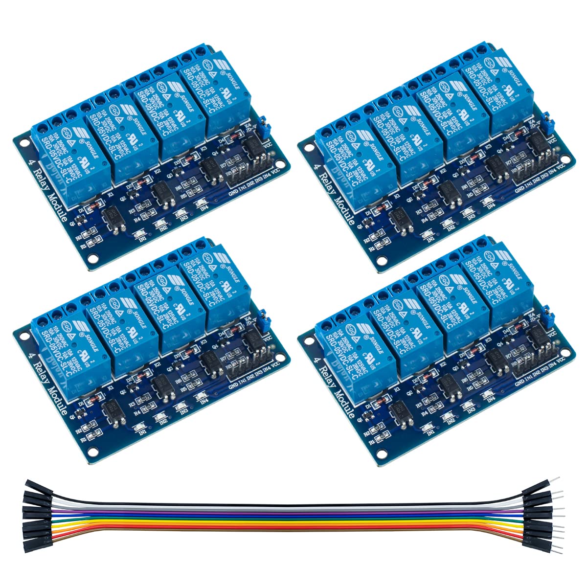 Photo 1 of Hosyond 4Pack 4 Channel DC 5V Relay Module with Optocoupler Relay Board for Arduino Raspberry Pi MEGA2560