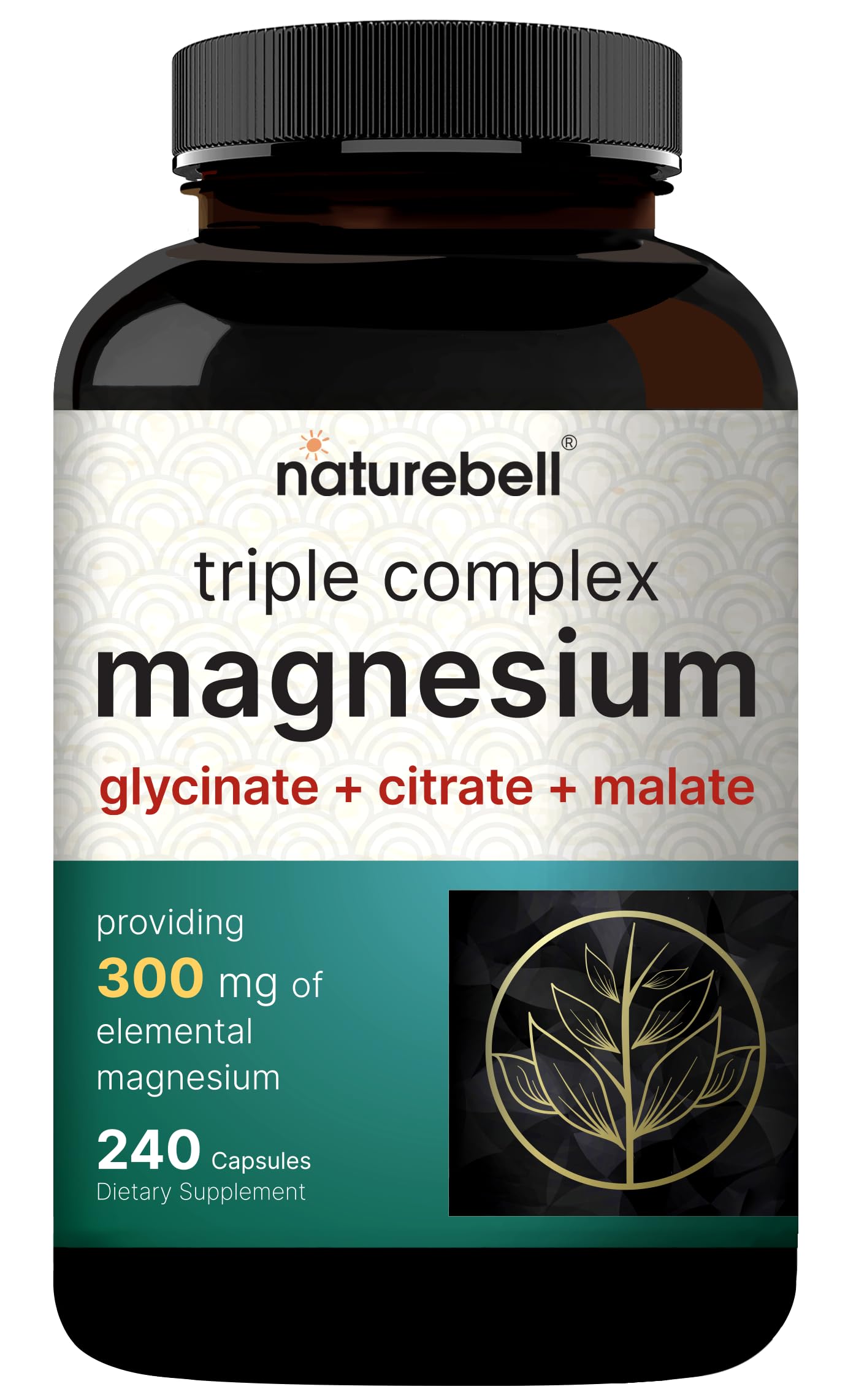 Magnesium Complex 1,000mg, 240 Capsules | Triple Magnesium Complex with Glycinate, Citrate, Malate | Chelated & Purified | Bone, Heart & Muscle Support | Non-GMO