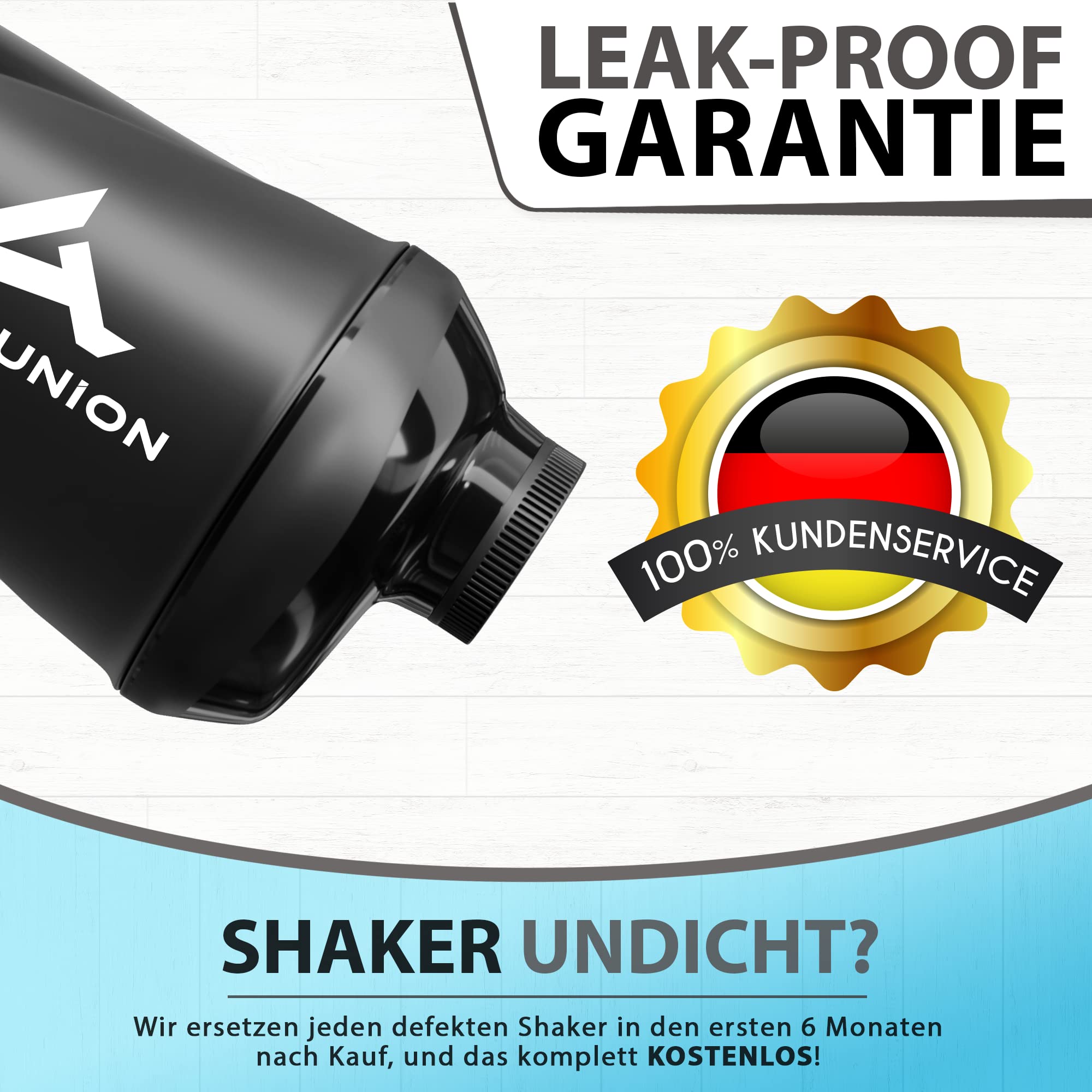 AMITYUNION Protein Shaker Deluxe 800 ml - Eiweiß auslaufsicher - BPA frei 2