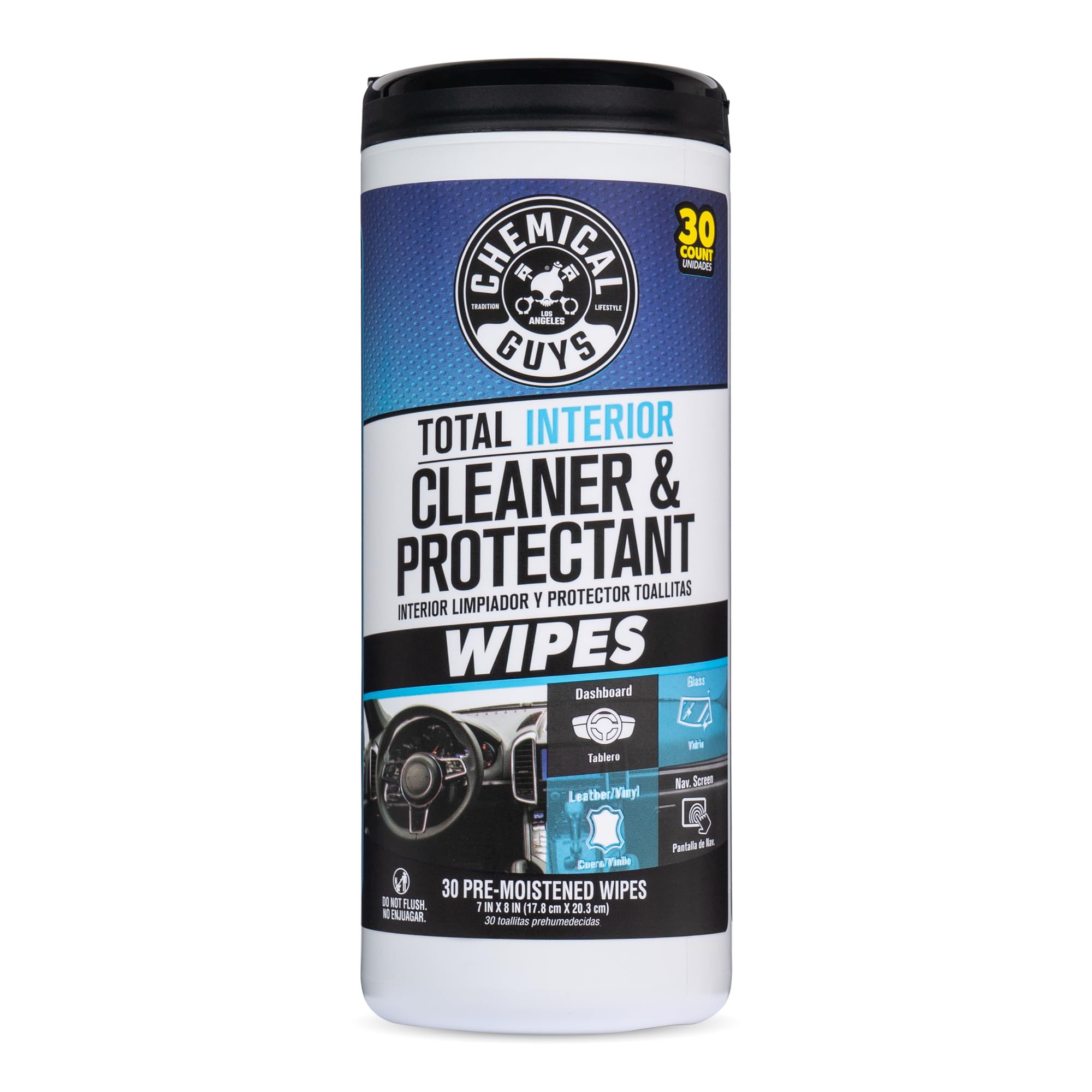 Chemical Guys, Total Interior Cleaner & Protectant Canister Wipes, 30 Count
