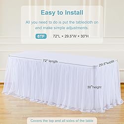 White Table Cloth Rectangle Table Covers for 6 Foot