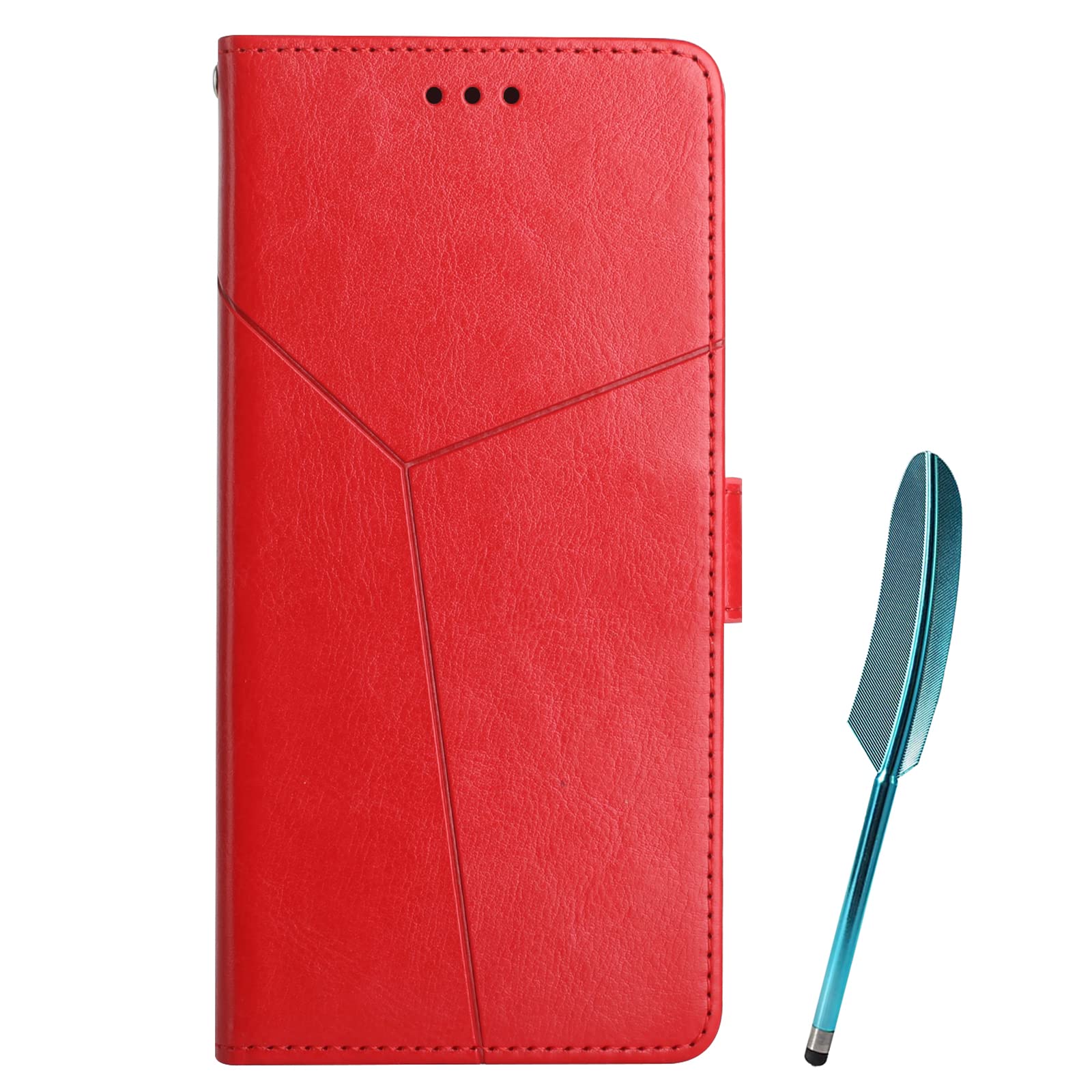 SHIEID Wallet Phone Case Motorola Moto G84, Motorola Moto G84 Case Wallet Faux Leather (Feather capacitor pen), Case Cover for Motorola Moto G84 (Red)