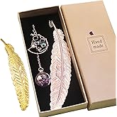 SAYEEC Metal Feather Bookmark Rose Gold Bookmarks with 3D Hummingbird Pendant Unique Book Marks Page Marker Teacher Appreciation Mother's Day Valentine's Day Birthday Gifts for Women Girls Book Lovers