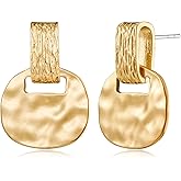 MUYAN Gold and Silver Boho Hammered Dangling Earrings for Women Modern Statement Finish Dangle Drop Earrings Jewelry