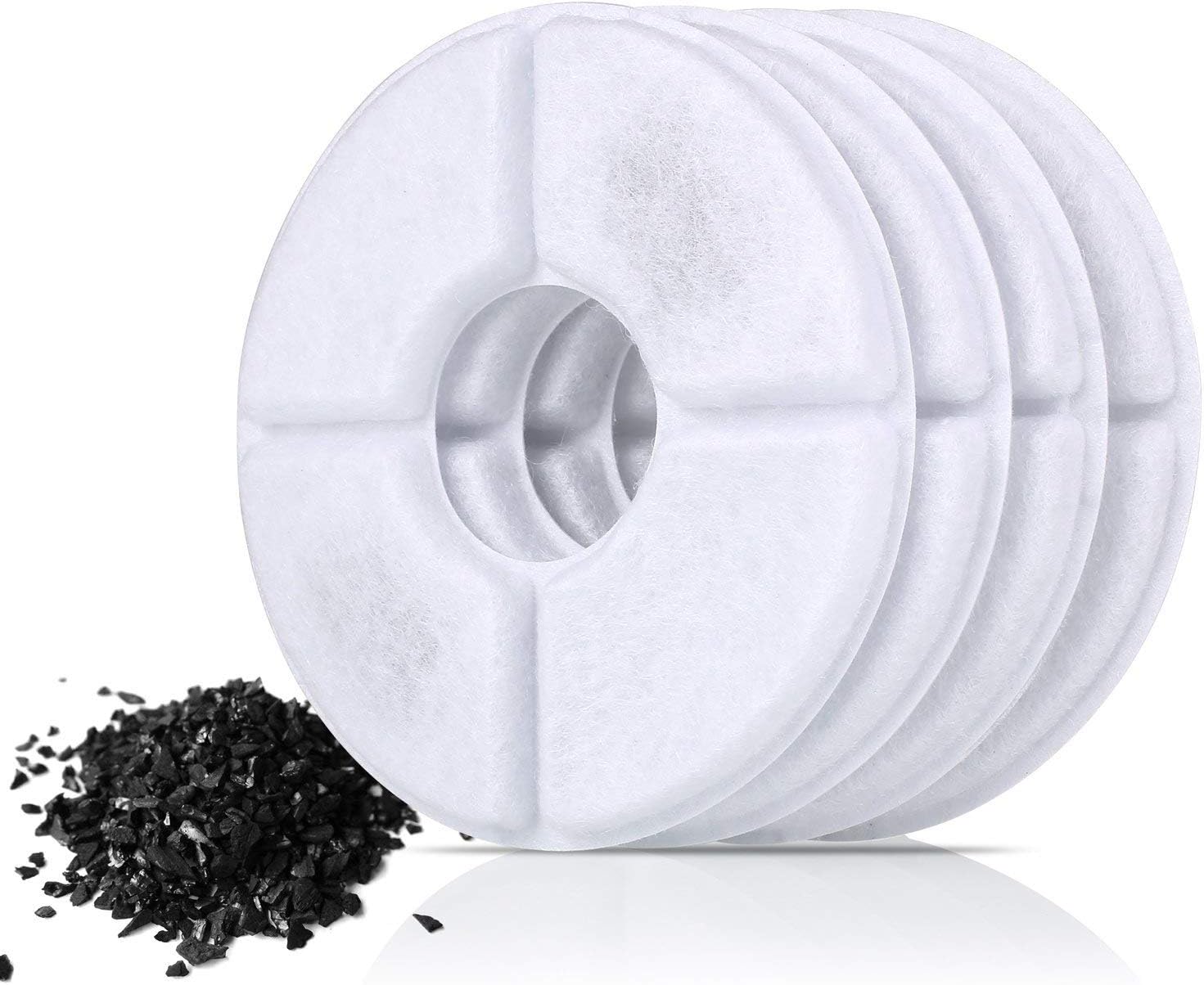 pedy Cat Water Fountain Replacement Filters, Activated Carbon Water Dispenser Filters 4 Pack, Compatible with Pet Flower Water Fountain for Dogs and Cats