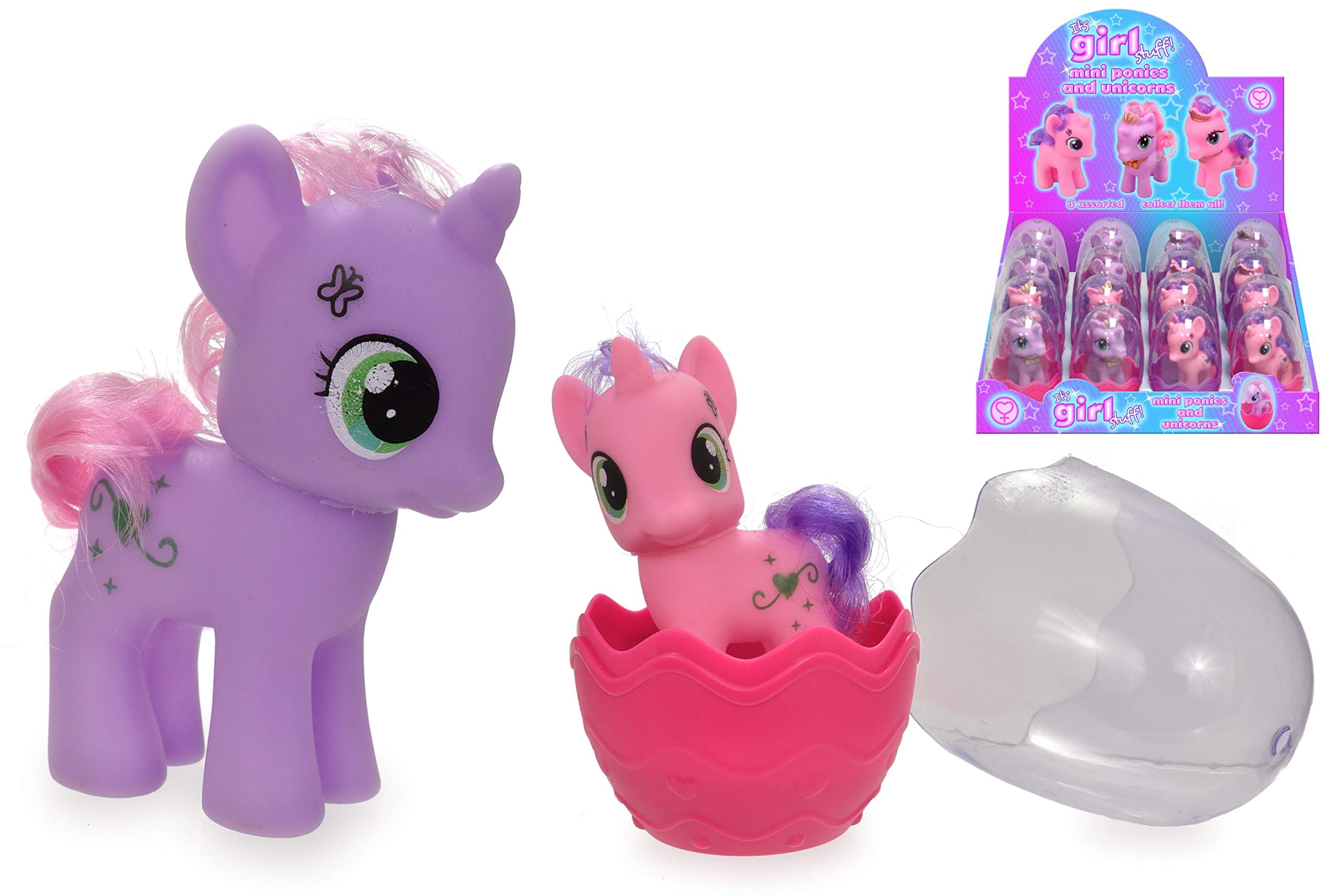 KandyToys Miniature Plastic Easter Egg Unicorn Pony Toy - Assorted Colours