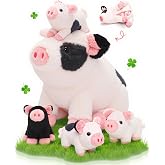 OUOZZZ 11" Pig Stuffed Animal 5-in-1 Plush Pig Piglets Zipper Tummy | Fun Interactive Birthday Gift for Girls &amp; Boys Age 3+, Adorable Pretend Play for Toddlers