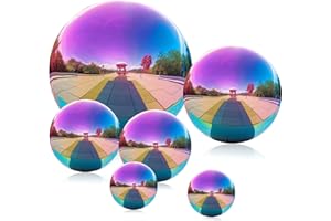 Mageeki Stainless Steel Gazing Ball, 6 Pcs 2-6 Inch Mirror Gazing Globe, Polished Shiny Sphere, Props of Photography, Gazing Balls for Home Garden Ornament (Rainbow)