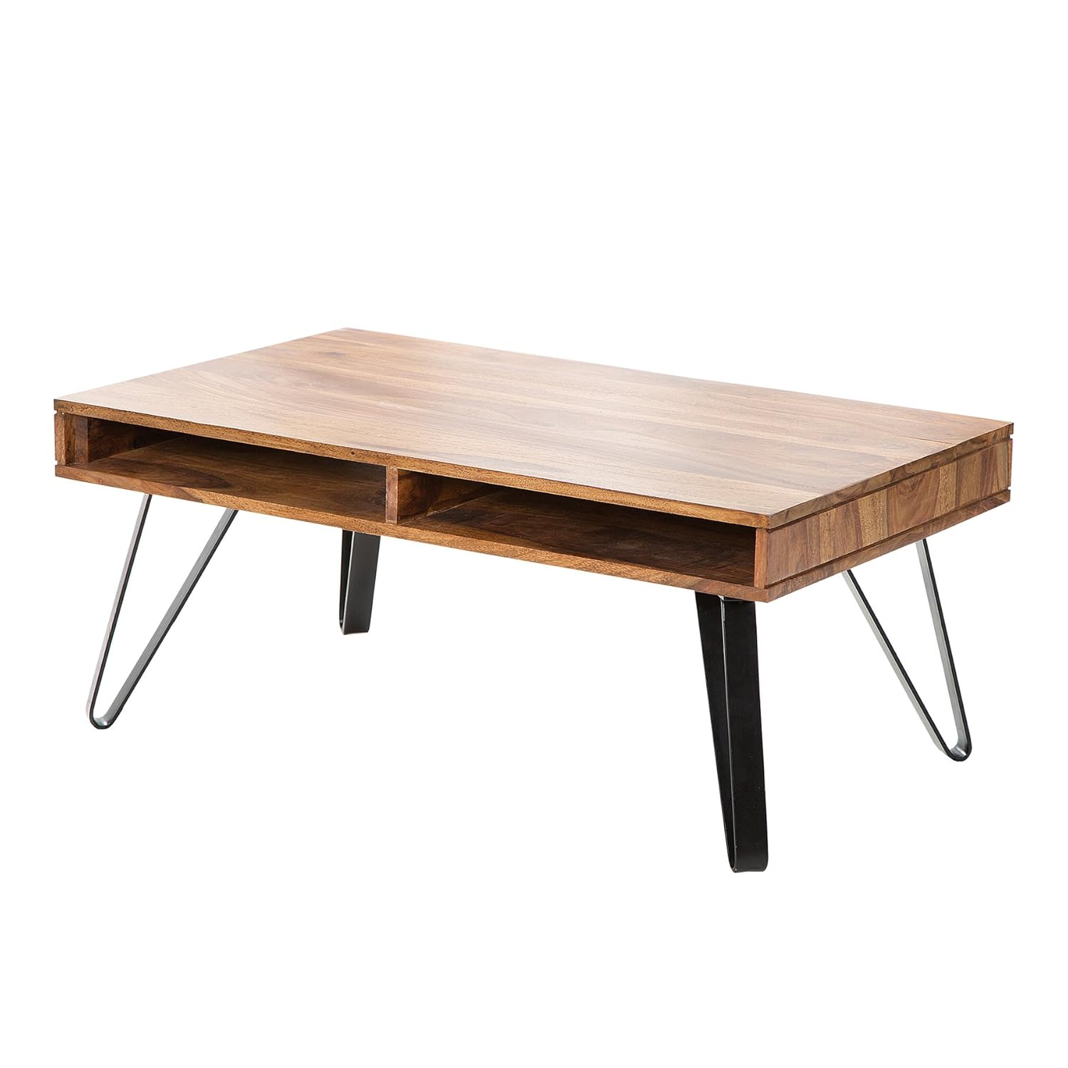 Invicta Interior Massiver Couchtisch Scorpion Sheesham 100cm Metall