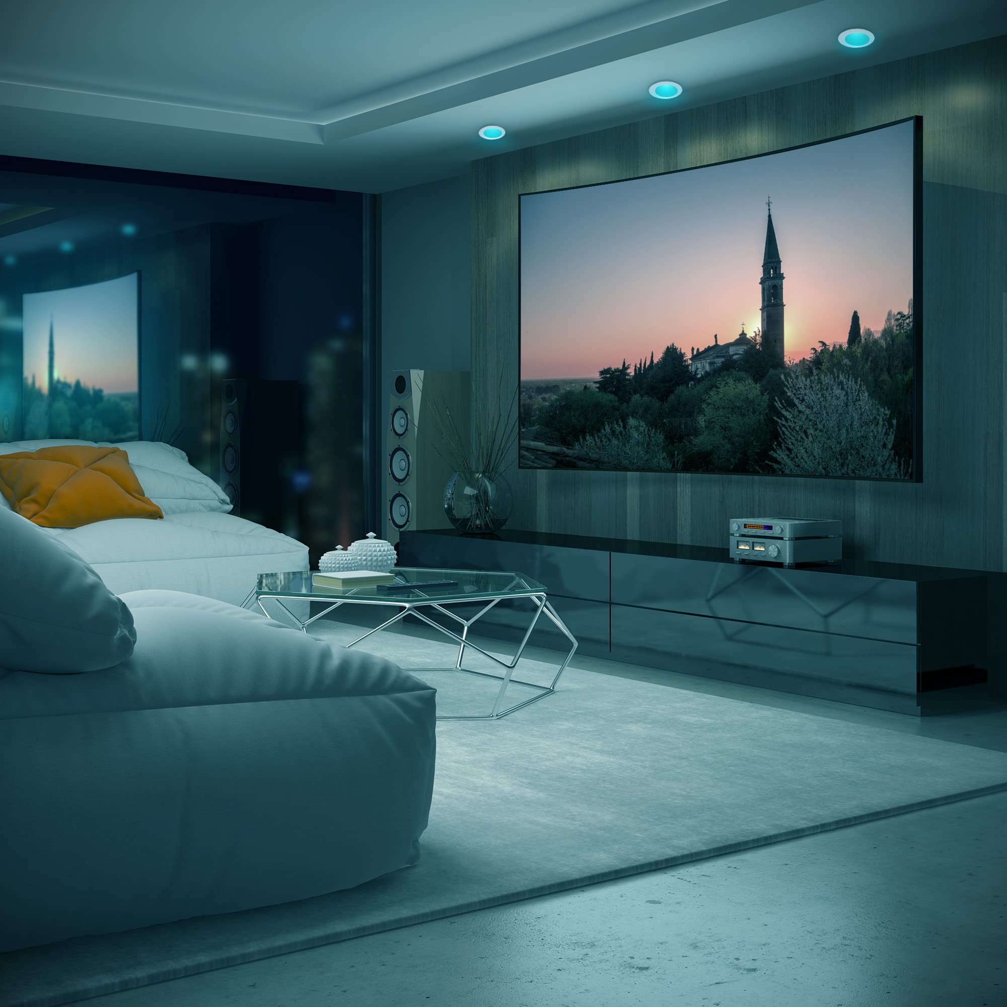 B.K.Licht - 5er Set LED Bad Einbaustrahler 230V mit Fernbedienung, buntes RGB Licht, Lochmass 70mm, LED Spot, Deckenspots, Spots, Einbauleuchten, Einbauspots, Badezimmer, 92x45 mm, Weiß 3