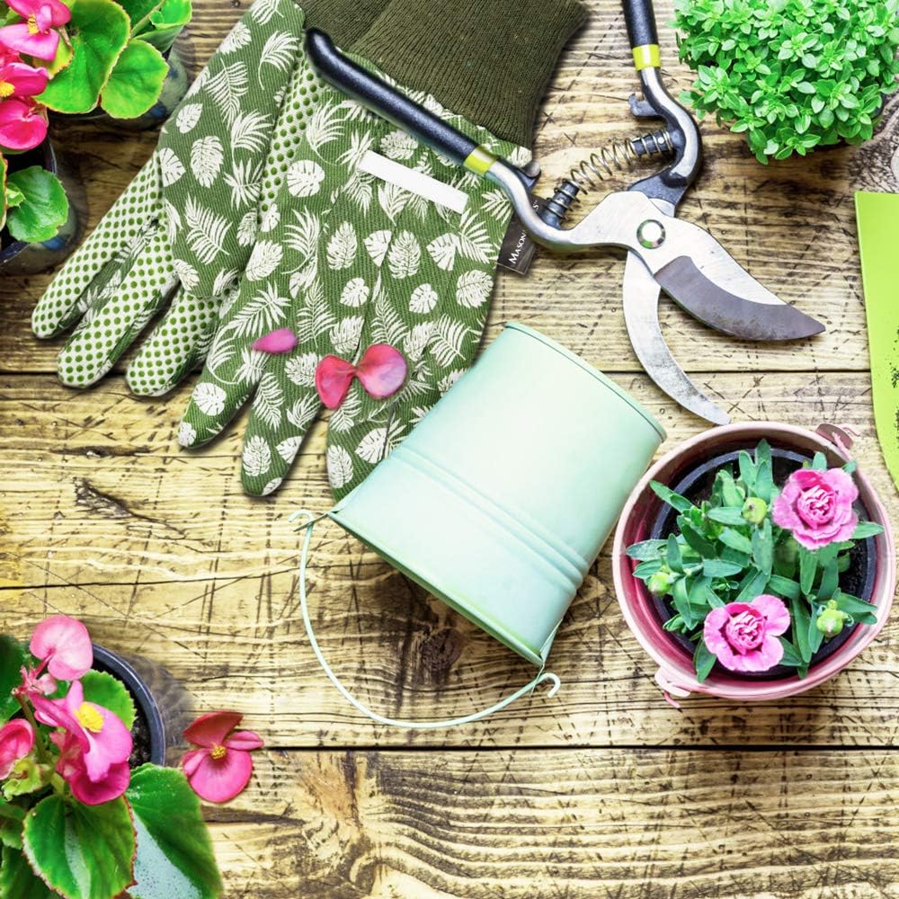 Hortem 3 Pairs Women Garden Gloves, Ladies Gardening Gloves Medium, Non-Slip Grip Garden Gloves for Yard, Cleaning, Fishing with Soft PVC Dots: Clothing