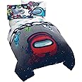 Jay Franco Among Us Space Splatter (4 Piece) Twin Size Bed Set - Includes Comforter & Sheet Set - Super Soft Fade Resistant Microfiber (Official Among Us Product)